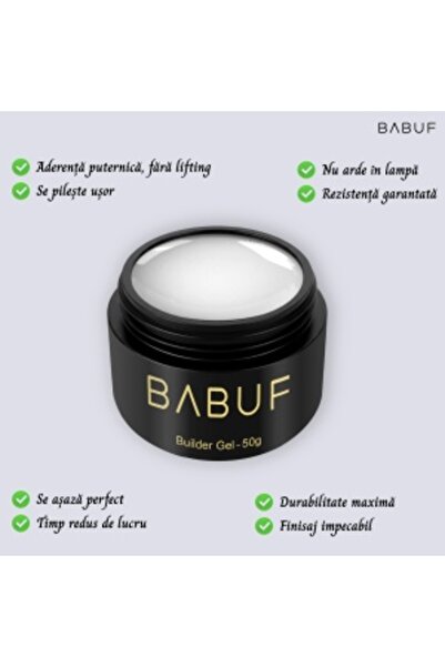 BABUF Self-leveling Phosphorescent Builder Gel | Vanilla White Phosphorescent | FBG 8 | 50 g