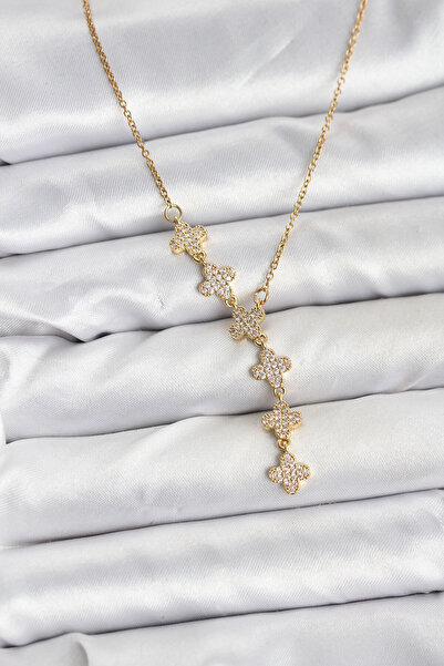 callerrons accessories قلادة نسائية موديل كلوفر ذهبية اللون - EBJ251115W38407