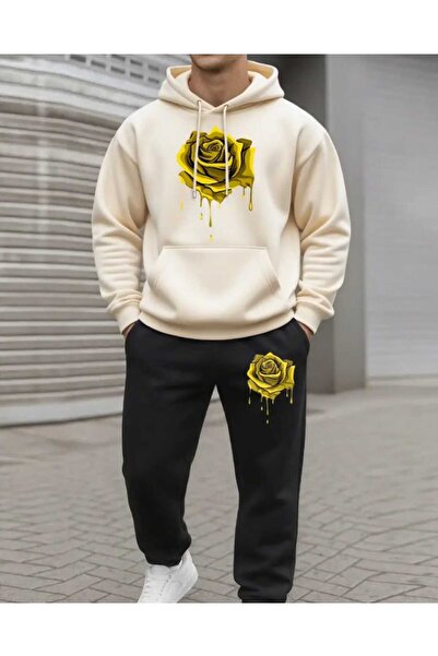 ORVIO Group مجموعة هوديي Eriyen Yellow Rose مطبوع