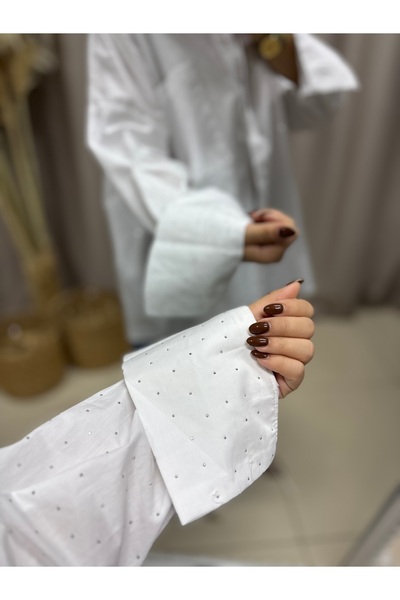 LİSAA BUTİK White Stone Poplin Standard Size Shirt