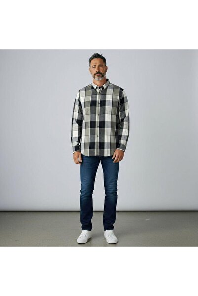 GÖMLEK GALERİSİ Slim Fit Slim Fit Plaid Wool Sports Men's Shirt