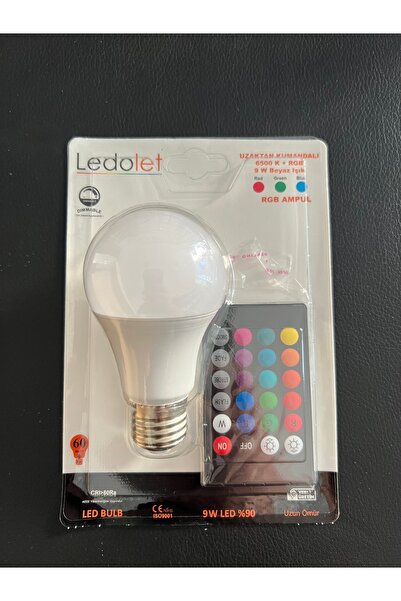 diğerr1 RGB LED ampul, renk değiştiren ampul, kumandalı ampul, 9W LED, E27 RG...
