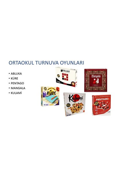 babydoor Ortaokul Zeka Oyunları Turnuva Seti (ABLUKA - KULAMİ - MANGALA - KÜRE - PENTAGO) 5 Oyun 1 Arada