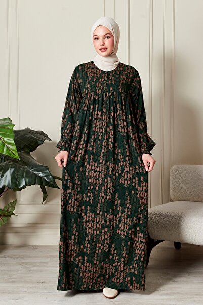 fistan Shirred Robadan Buttoned Front Viscose Fabric Tesseture Clothing Mother Dress Prayer Dress