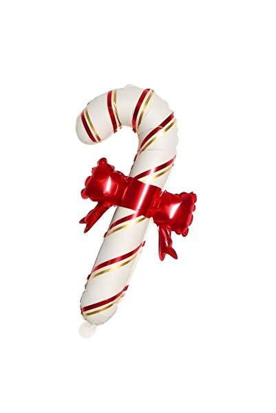 parti sürprizi Christmas Party Cream Color Cane-Shaped Foil Balloon with Ribbon