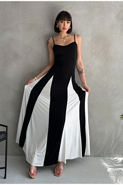 New Now Partial Pattern Sandy Dress with String Straps