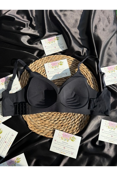 Nuzabi Moli Black Imported Push-Up Wire-Free D Stitch-Free Laser Cut Non-Marking Bra