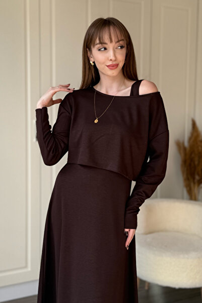 Dilay Gökoğlu Butik Modal Fabric Boat Neck Two-Piece Dress Set