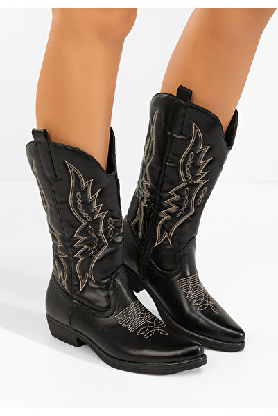 B T Shoes Brisia women's black cowboy boots