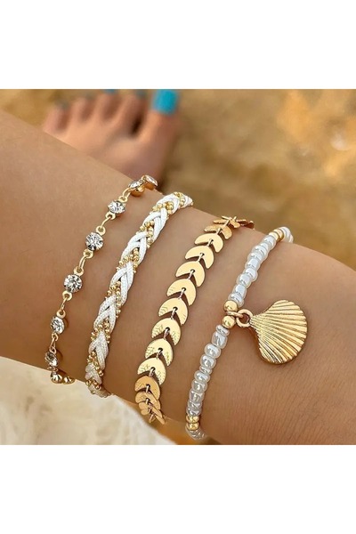 Cash Trade 1 مجموعة من 4 قطع. أساور بوكا كاشي بتصميم الشاطئ العصري