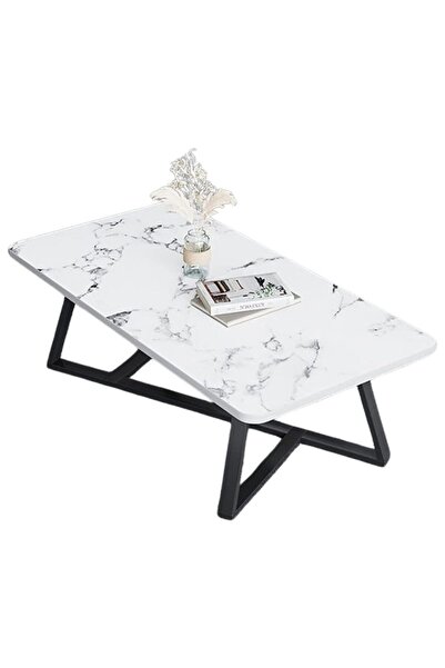 KEKE White Marble Stone Top Sleek Design Coffee Table For Modern Living Room Sofa Table 120 CM