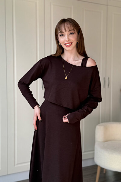 Dilay Gökoğlu Butik Modal Fabric Boat Neck Two-Piece Dress Set