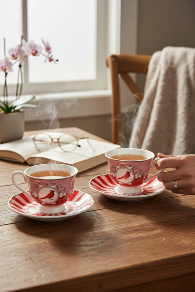 zezedesing 2-Piece Porcelain Lovely Birds-Pink Bird Cup Set (2 Pieces)