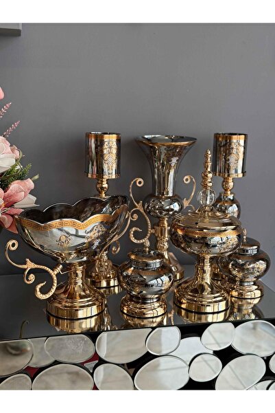 ROSSEV Helena Hand Made 7 Parça Antrasit Salon Seti