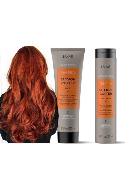 Lakme Συσκευασία Σαφράν Χάλκινου για Βαμμένα Μαλλιά με Χάλκινο Χρώμα, 2 x Σαμπουάν 300ml