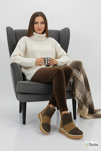 Mammamia Women's Genuine Leather Orthopedic Zippered Flat Thick Sole Sports Casual Boots M26/Kb4090