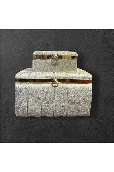 Özlem Kozmetik صندوق زواج مخملي مزدوج (مع أرجل)