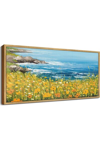 Emoda home Trove حقل زهور برية صفراء ساحلي - طباعة قماشية ريفية (60 × 120 سم ...