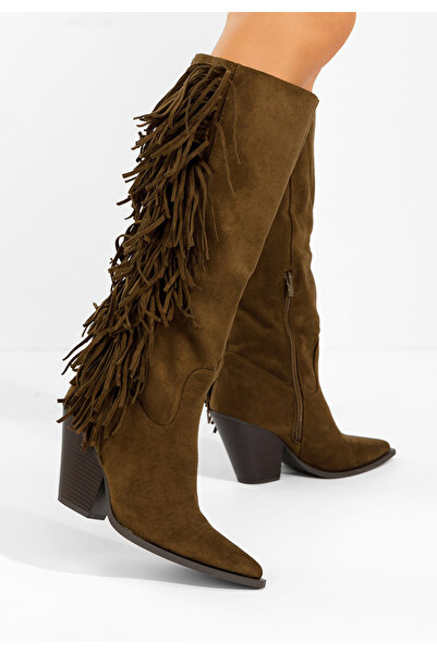 B T Shoes Brania camel thick heel boots