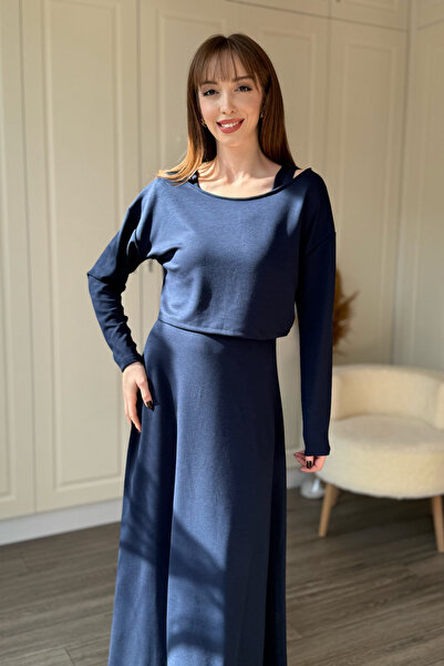 Dilay Gökoğlu Butik Modal Fabric Boat Neck Two-Piece Dress Set