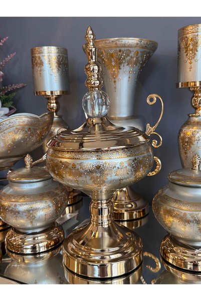 ROSSEV Helena Hand Made 7 Parça Su Yeşili Salon Seti