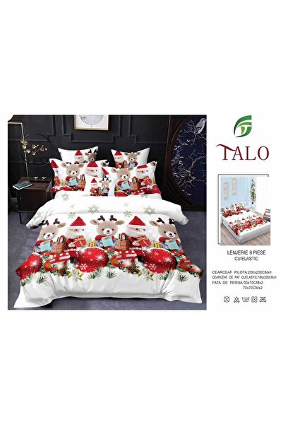 Talo Premium fine cotton bed linen – Christmas – with elastic – 6 pieces