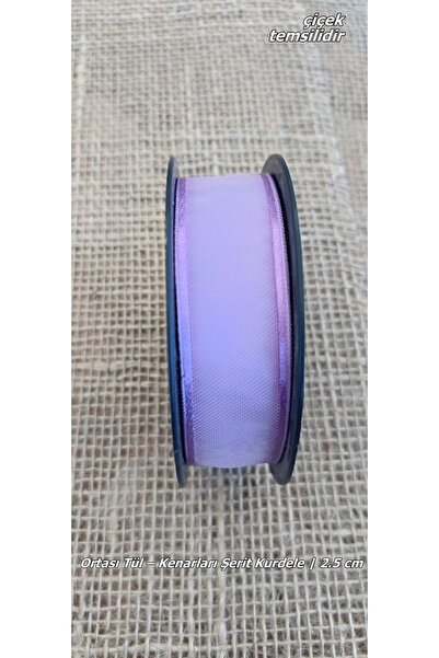 hobidaşım Panglică mov cu margini din tul – 2,5 cm (1 rolă)