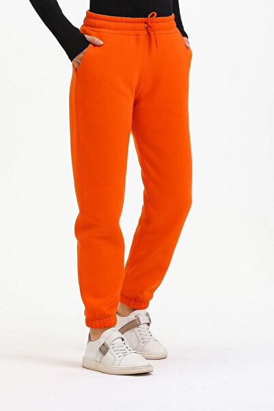 ZENGEZUR MALL Mtxdpn 3 Thread Sh Fleece-Lined Leg Elasticated Tracksuit Orange İs001 (153530) (Size: S)