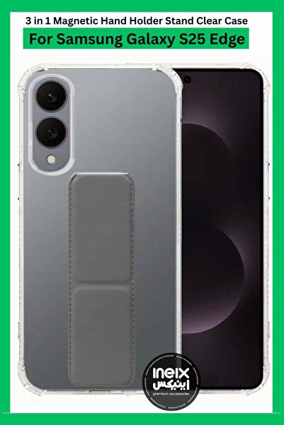 ineix 3-in-1 Magnetic Wrist Strap Hand Grip Stand Cover for Samsung Galaxy S25 Edge 5G 2025,