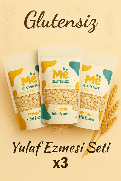 Glutensiz Me 3 Adet 1 Kg Glutensiz Yulaf Ezmesi (Saf, Doğal ve Orijinal)