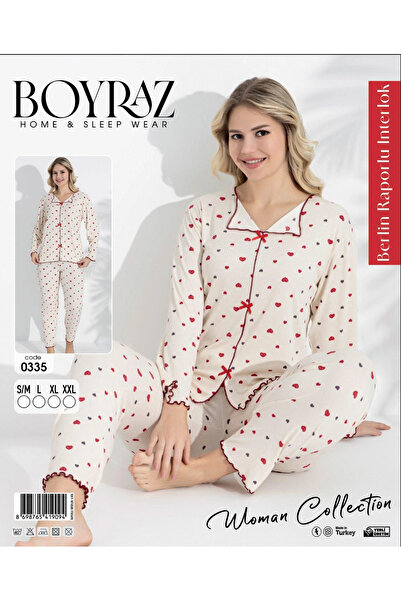 BOYRAZ 0331 طقم بيجامة نسائية بأكمام طويلة