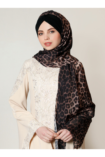 Differenza Leopar Düğüm Şifon Şal - Siyah
