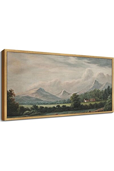 Emoda home Trove لوحة جدارية لمرج قرية ريفية – منظر جبلي عتيق (مؤطر 60×120 سم)