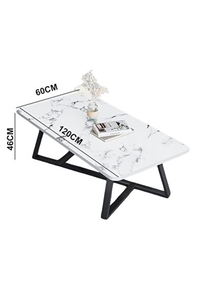 KEKE White Marble Stone Top Sleek Design Coffee Table For Modern Living Room Sofa Table 120 CM