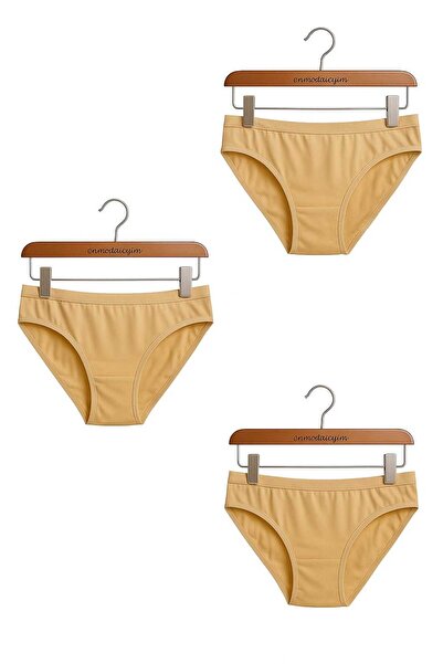 enmodaiçgiyim 3 τεμάχια βαμβακερά εσώρουχα μπικίνι σε χρώμα δέρματος – Κανονική μέση, χωρίς ίχνη, ελαστικά και άνετα