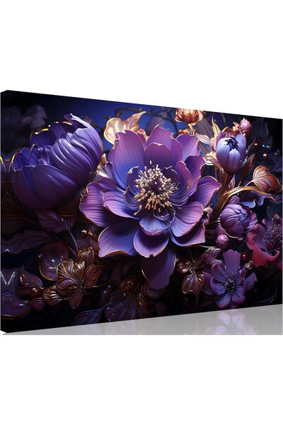 Emoda home Trove لوحة قماشية لزهرة تجريدية أرجوانية لغرفة المعيشة (60 × 120 س...