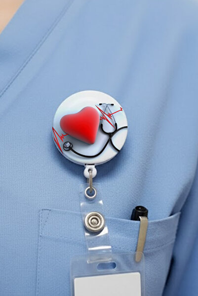 Ver-O Baskı Σχέδιο στηθοσκοπίου με μοτίβο καρδιάς Θήκη κάρτας Yoyo – Επεκτάσι...