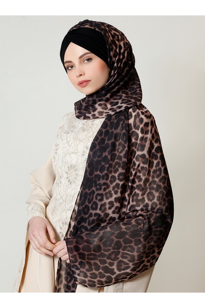 Differenza Leopar Düğüm Şifon Şal - Siyah