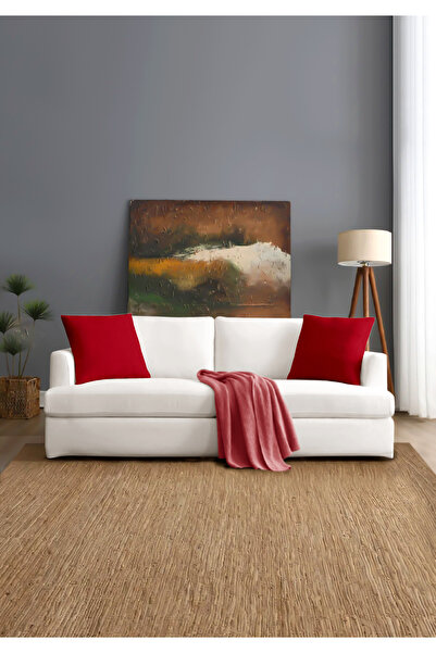 Monolisse Canvas 6-Piece Red Liquid-Proof Stain-Resistant Throw Pillow Cover 45 X 45 cm