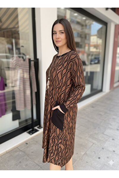 BİLGENS BUTİK Patterned Transitional Tunics with Necklace Gift