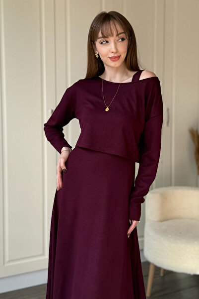 Dilay Gökoğlu Butik Modal Fabric Boat Neck Two-Piece Dress Set