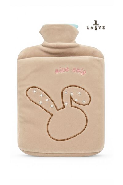Lasve 2 Lt New Season Hot Water Bag with Rabbit Pattern and Pearl Detail
