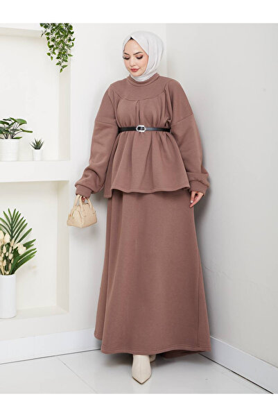 Esre Store 917 - طقم حجاب من ثلاث خيوط قماشية مزدوجة اللون بلون الجمل