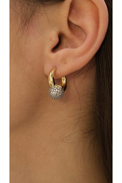 Jerie أقراط دائرية صغيرة من حجر الزركون الذهبي