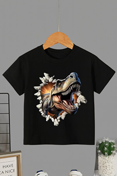 MECH BUTİK Dinosaur Štampano kratki rukav Pamuk paket okrugla kragna majica T...