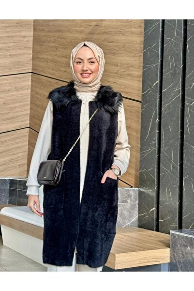 RECEP AYDIN Women's Fur Collar Angora Vest