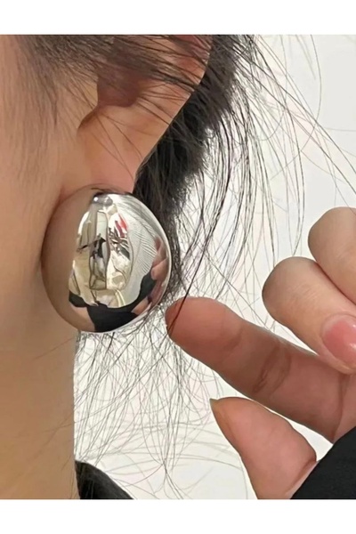 Vi store Çelik Gümüş Düğme Küpe