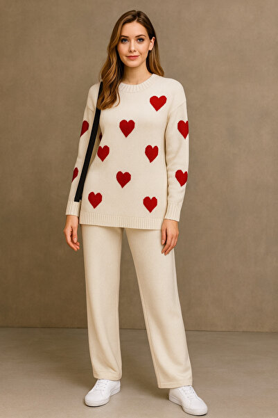 semela Embossed Embroidered Heart Tricot Set