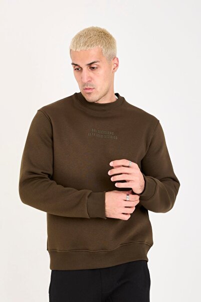 Store Fleece Inside Writing B Printed Relax Fit Men's Sweatshirt