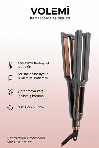 VOLEMİ 0097 مكواة فرد الشعر ذات اللوحين |   تسخين سريع، شاشة LED رقمية، شعر ل...
